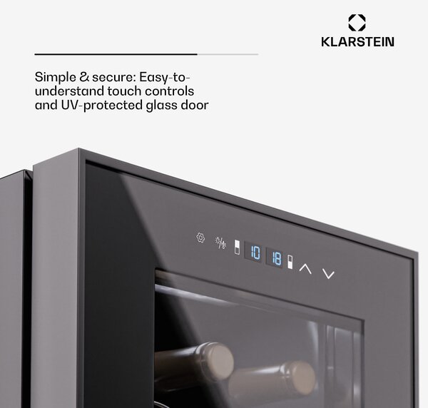 Klarstein Shiraz 27 Duo, hladnjak za vino, 2 zone, 83 l/27 boca, 5-18 / 5-18 °C, upravljanje na dodir