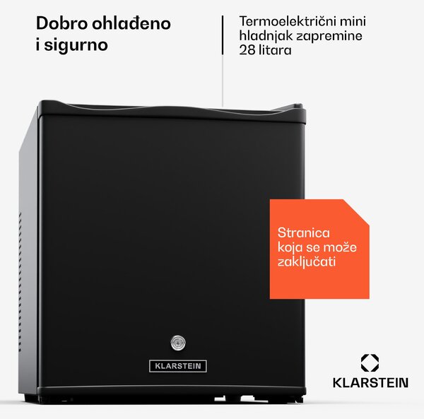 Klarstein Matterhorn 28, mini hladnjak, 28 litara, 35 dB, kompaktan, na zaključavanje