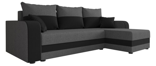 Razvlačna kutna garnitura L VALERIO 238x140 cm, tamno siva/antracit + 2 jastuka GRATIS, univerzalna