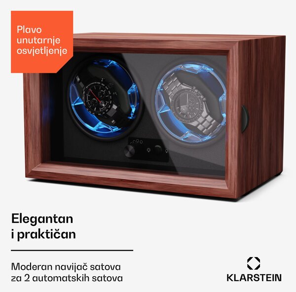 Klarstein Brienz 2, navijač za sat, 2 sata, 4 moda, drveni izgled, plavo unutarnje osvjetljenje