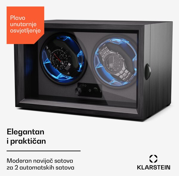 Klarstein Brienz 2, navijač za sat, 2 sata, 4 moda, drveni izgled, plavo unutarnje osvjetljenje