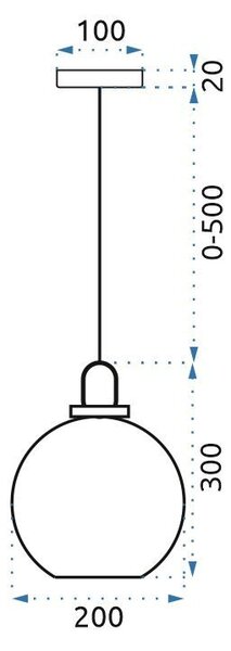 Stropna viseća svjetiljka Staklena kugla 20cm APP629-1CP