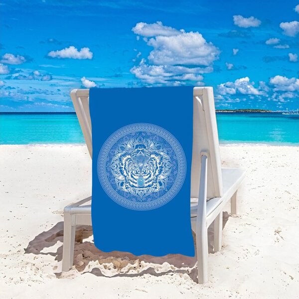 Plažni set TIGER – ručnik 100×180 cm i pončo 80×145 cm, plava