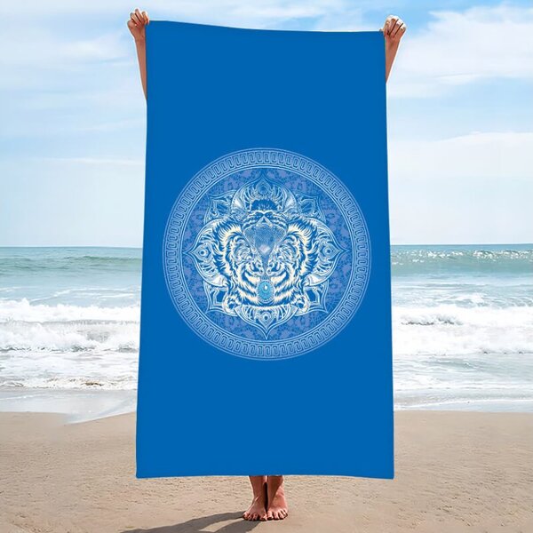 Plažni set TIGER – ručnik 100×180 cm i pončo 80×145 cm, plava