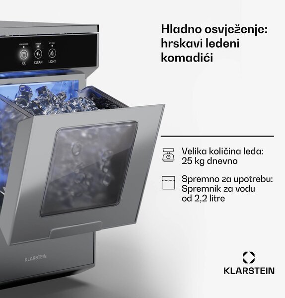 Klarstein Ice Galet, ledomat, 20 kg/24 h, Auto-Clean, spremnik za vodu 2,2 L