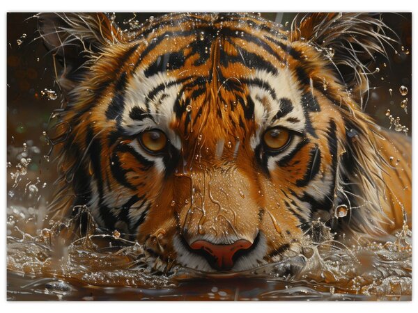 Slika - Portret tigra u vodi (70x50 cm)