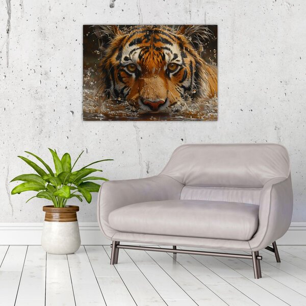 Slika - Portret tigra u vodi (70x50 cm)