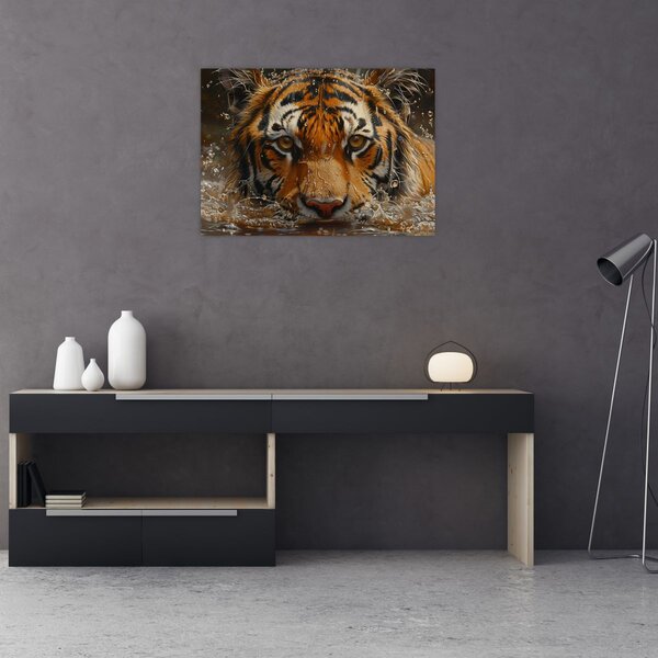 Slika - Portret tigra u vodi (70x50 cm)