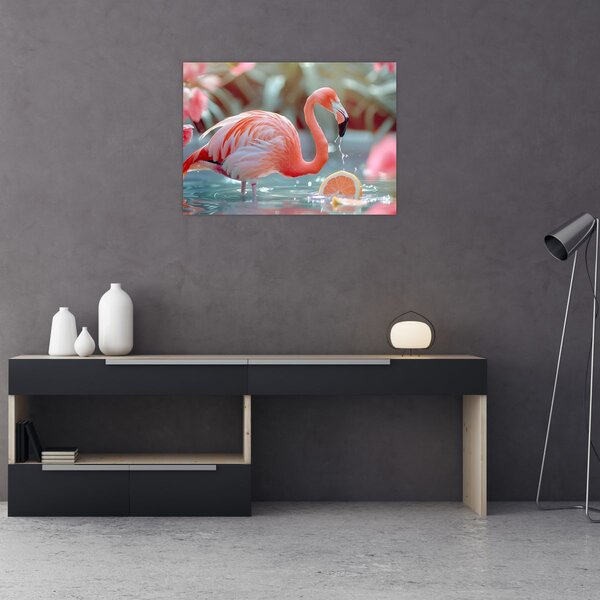 Slika - Flamingo u ribnjaku (70x50 cm)