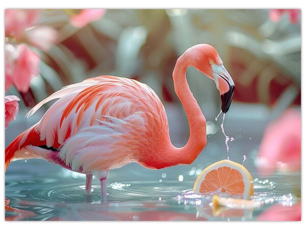 Slika - Flamingo u ribnjaku (70x50 cm)
