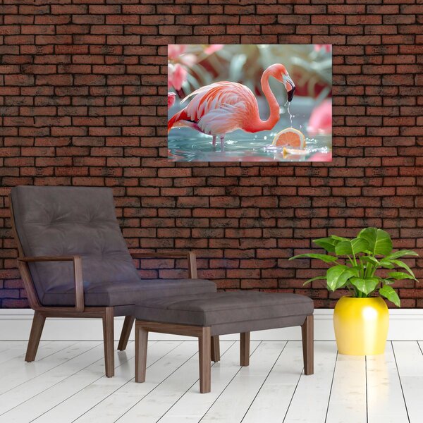 Slika - Flamingo u ribnjaku (70x50 cm)