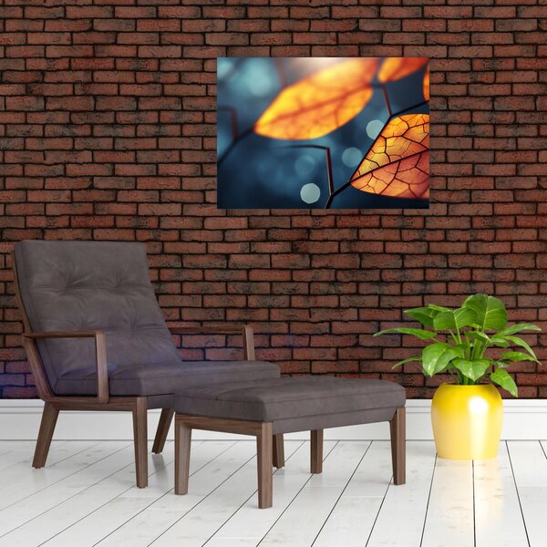 Staklena slika - Tekstura lišća (70x50 cm)