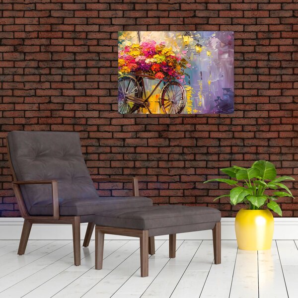 Slika - Kotač s cvijećem (70x50 cm)