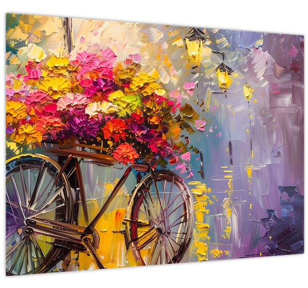 Slika - Kotač s cvijećem (70x50 cm)