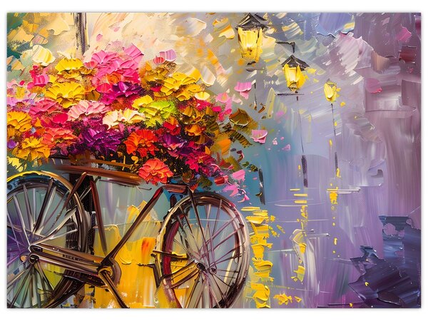 Slika - Kotač s cvijećem (70x50 cm)
