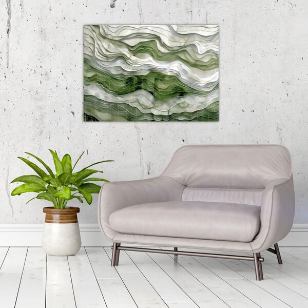 Slika - Zeleni i bijeli valovi (70x50 cm)