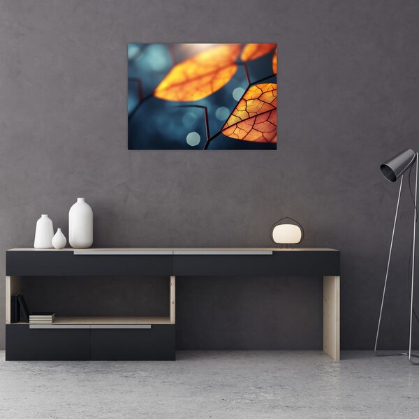 Staklena slika - Tekstura lišća (70x50 cm)