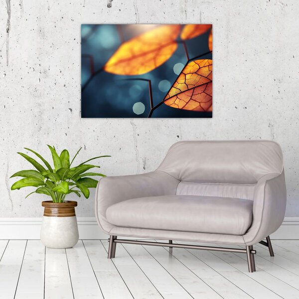 Staklena slika - Tekstura lišća (70x50 cm)
