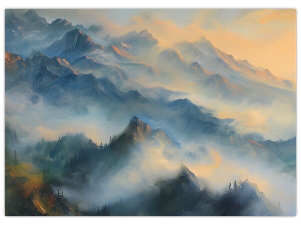 Slika - Naslikan planinski pejzaž (70x50 cm)