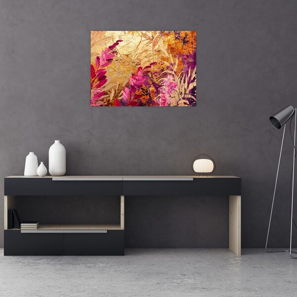 Staklena slika - Apstraktna slika cvijeća II. (70x50 cm)
