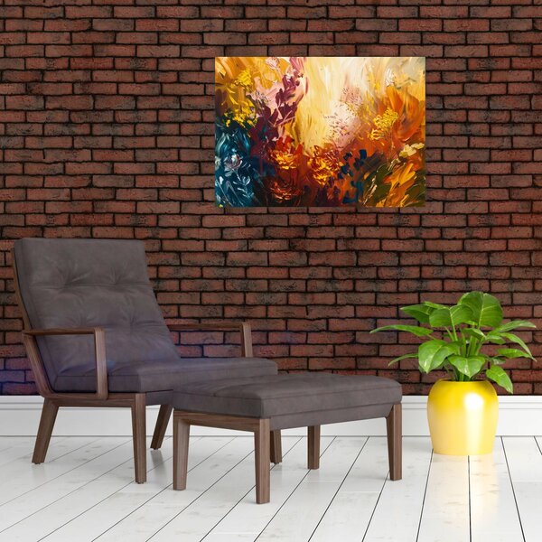 Staklena slika - Apstraktna slika cvijeća (70x50 cm)