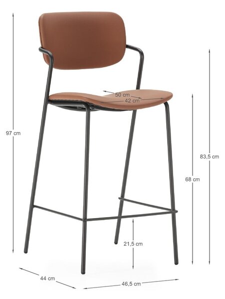 Ciglaste barske stolice u setu 2 kom (visine sjedala 68 cm) Maika – Marckeric