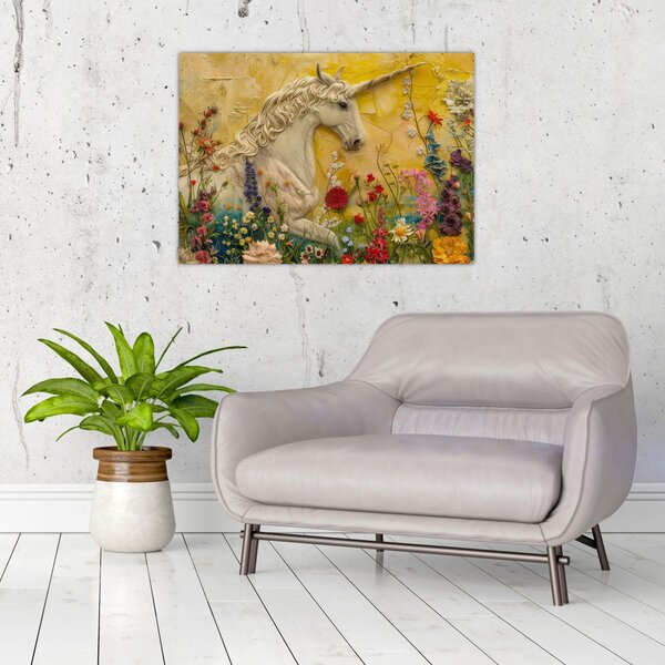 Slika - Jednorog s cvijećem (70x50 cm)
