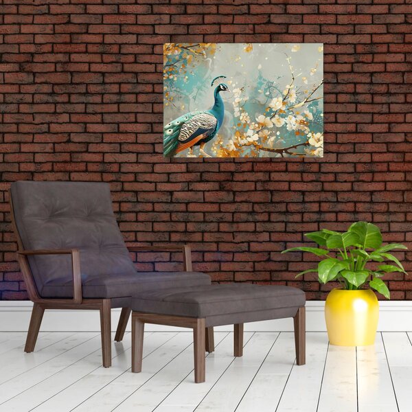 Slika - Paun sa zlatnim ukrasom (70x50 cm)