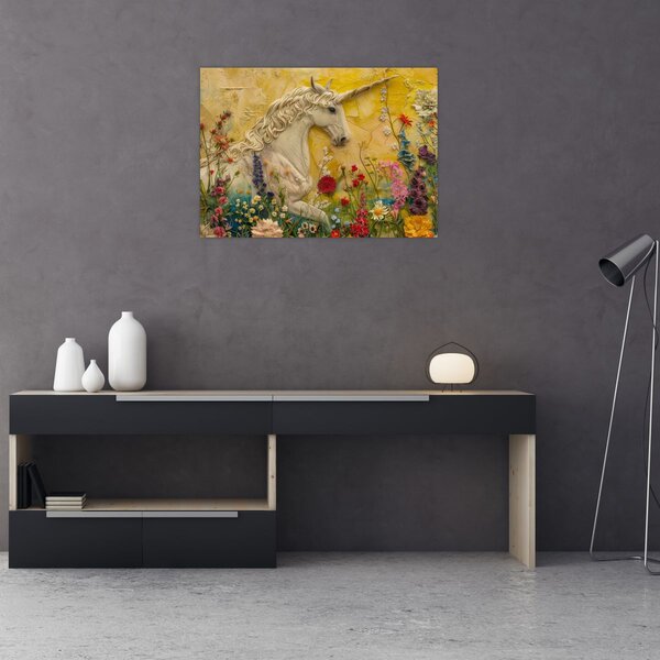 Slika - Jednorog s cvijećem (70x50 cm)
