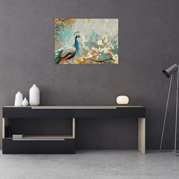 Slika - Paun sa zlatnim ukrasom (70x50 cm)