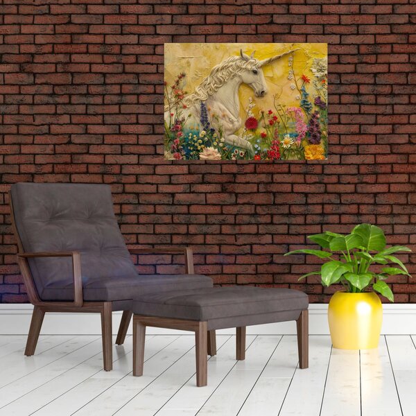 Slika - Jednorog s cvijećem (70x50 cm)