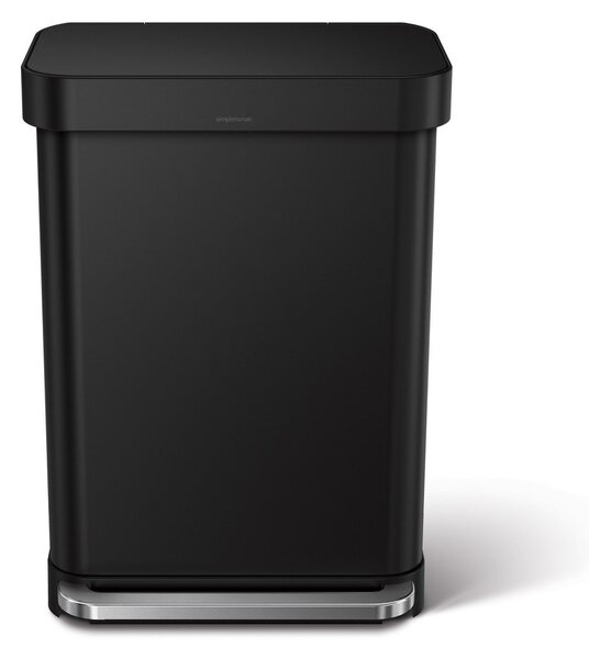 Mat crna željezna kanta za smeće s pedalom 55 l – simplehuman