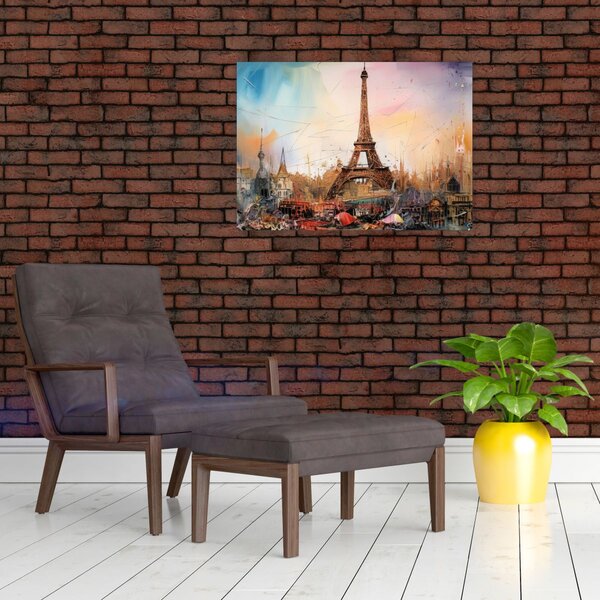 Staklena slika - Slikanje Eiffelovog tornja (70x50 cm)