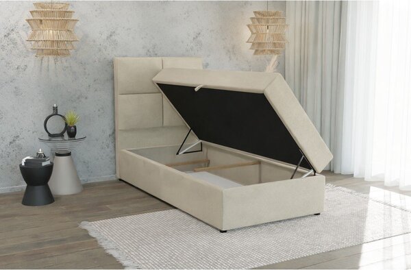 Bež tapecirani krevet s prostorom za pohranu s podnicom 100x200 cm Lena – Ropez