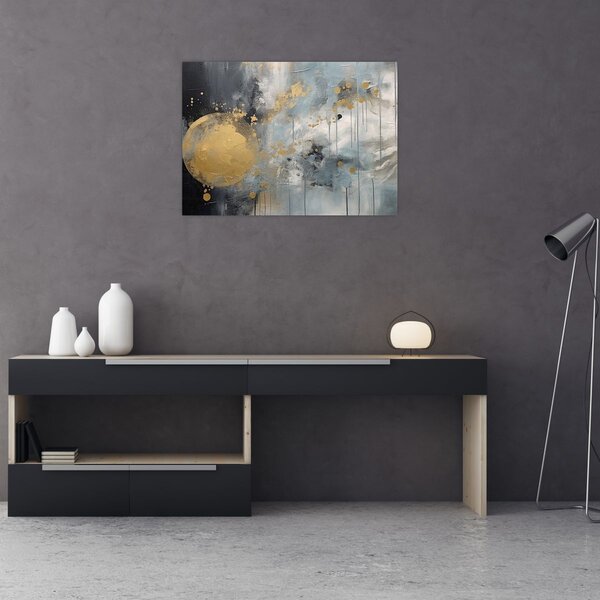 Slika - Apstrakcija sa zlatnom loptom (70x50 cm)