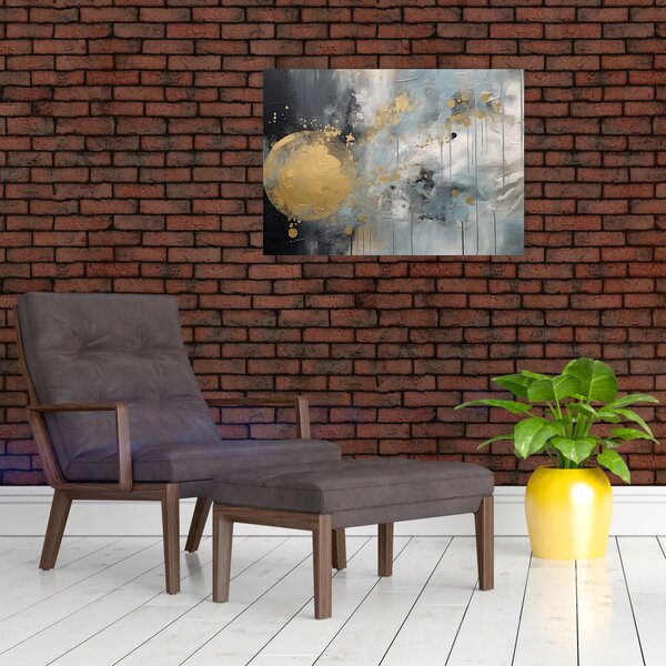 Slika - Apstrakcija sa zlatnom loptom (70x50 cm)