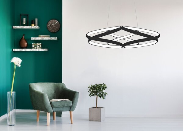 Moderna LED stropna svjetiljka + pilot app793-cp crni stan