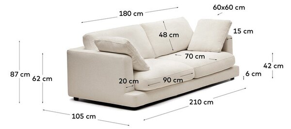 Krem sofa 210 cm Gala – Kave Home
