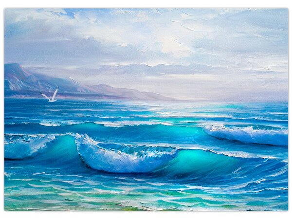 Slika - Ulje na platnu mora s galebovima (70x50 cm)