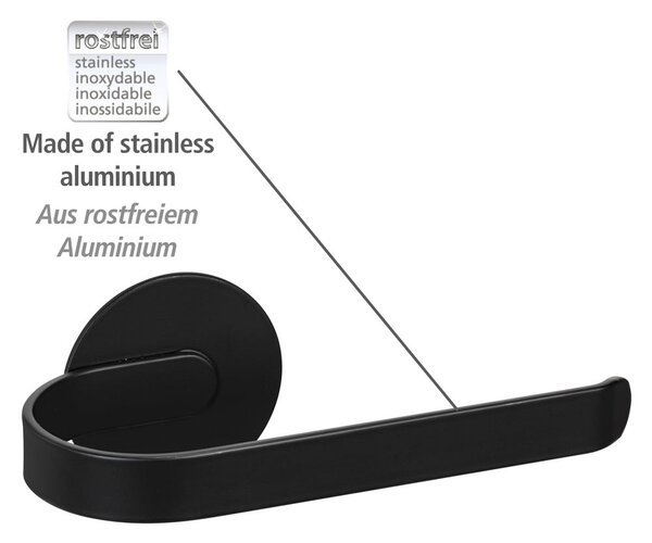 Mat crni metalni samoljepljiv držač toaletnog papira Bivio – Wenko