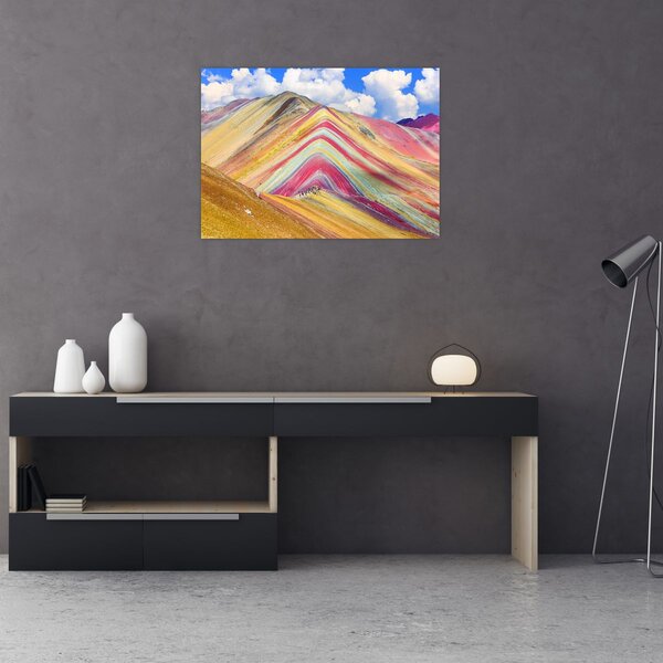 Staklena slika - Rainbow Mountain, Peru (70x50 cm)