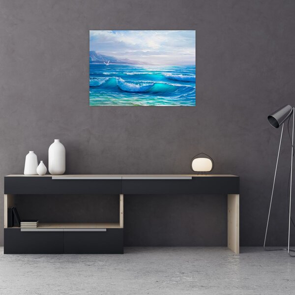 Slika - Ulje na platnu mora s galebovima (70x50 cm)