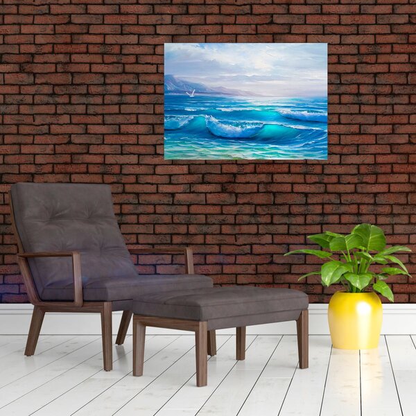 Slika - Ulje na platnu mora s galebovima (70x50 cm)