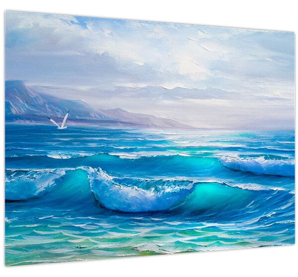 Slika - Ulje na platnu mora s galebovima (70x50 cm)