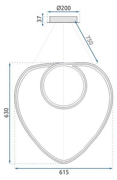 Stropna svjetiljka Hanging Loop LED + Daljinski upravljač APP798-cp Krom