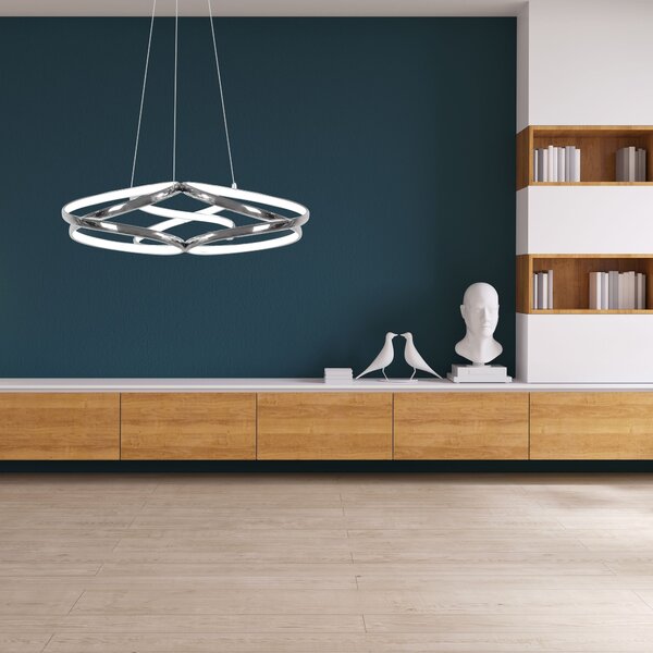 Moderna LED stropna svjetiljka + pilot App795-CP ravni krom