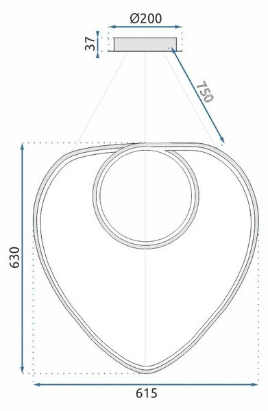 Stropna svjetiljka Hanging Loop LED APP797-cp zlatna + daljinski