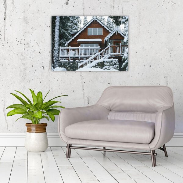 Slika - Drvena vikendica (70x50 cm)