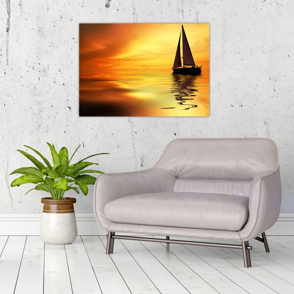Slika - Jedrilica u zalasku sunca (70x50 cm)