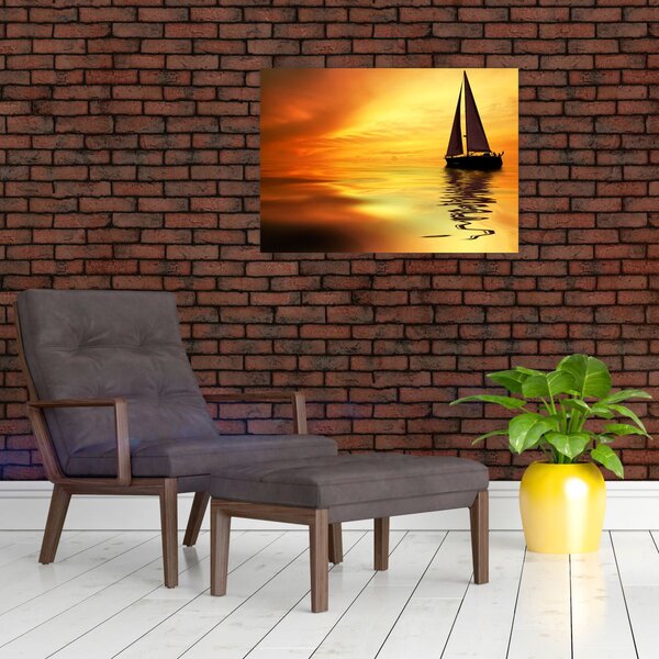 Slika - Jedrilica u zalasku sunca (70x50 cm)